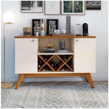 Imagem de Aparador Wood Prime Cantinho Do Café Retrô Com Adega E 2 Portas (Off/Freijó)