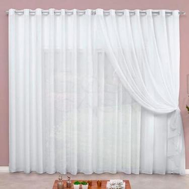 Imagem de Cortina Microfibra Com Voil Semi Blackout Janela Quarta e Sala Branco apartamento branca (Branco,2,80x1,70)