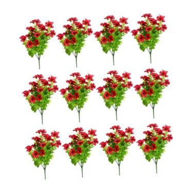 Imagem de Ｂｅｓｇａ 12x Flores artificiais Flores artificiais elegantes flores de seda romântica de flores falsas para a fazenda da fazenda decoração de quintal para casa, Vermelho