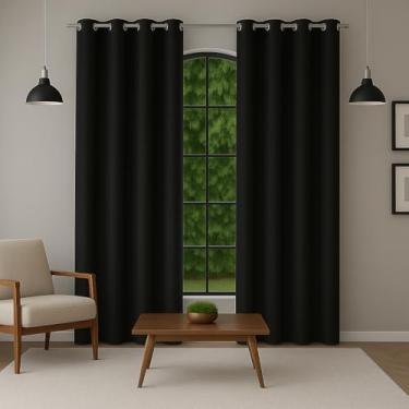Imagem de Cortina 3,00 x 2,50 - Decoração Quarto, Sala, Escritório Janela Inteira com Ótimo Caimento (PRETO)