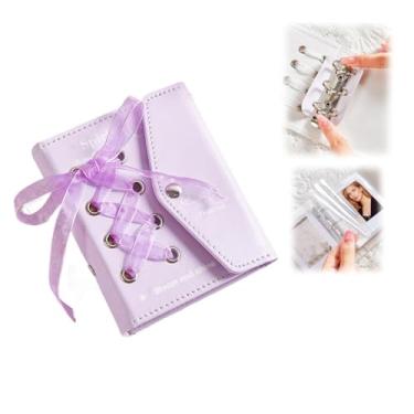 Imagem de Álbum de fotos de couro, gravata borboleta de renda, caixa de armazenamento de photocard, mini álbum de fotos, armazenamento de fichário retangular de plástico PP, para câmeras digitais de impressão