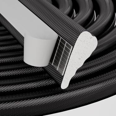 Imagem de ESUFEIR 196" Wedge Window Weather Stripping, Preenchimento de Vão de Porta/Janela para Vão Grande, Fita Adesiva de Vedação de Porta, Fita de Isolamento de Espuma À Prova de Som par (196", Preto)