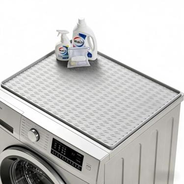 Imagem de Tapete protetor de lavadora e secadora, tapete de borracha de silicone de 50 x 40 cm para máquina e secadora, antiderrapante, resistente, à prova d'água, protetor de bancada para cozinha, lavanderia