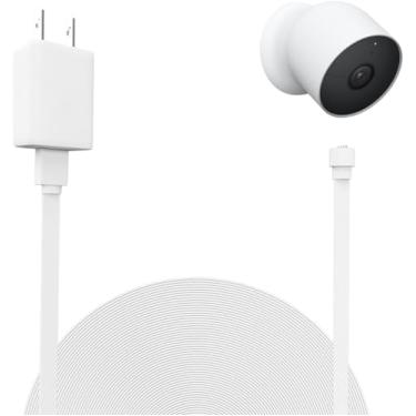 Imagem de UYODM Cabo de alimentação compatível com Nest Cam (bateria), cabo de carregamento à prova de intempéries de 10 m, alimenta sua câmera de ninho (bateria) continuamente - branco