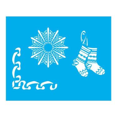 Imagem de Stencil Tamako Natal Floco Neve Meias - 20X25Cm - Ref 9344