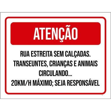 Imagem de Placa Sinalização - Atenção Rua Estreita Sem Calçada 36X46