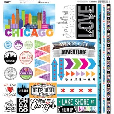 Imagem de Reminisce Chicago Illinois Windy City 30,5 cm x 30,5 cm Adesivos de scrapbook de cartolina