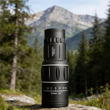 Imagem de Telescópio monocular 10 x 42, foco manual portátil de alta definição para observação de pássaros, caça, pesca, shows, esportes, preto