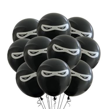 Imagem de Malayan Products Black NInja Balloons Latex Birthday Party Decorations, Shinobi Mask Theme Event Supply