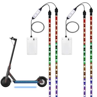 Imagem de FOVNOT Luzes LED para scooter - 4 peças de luz elétrica operadas por bateria, colorido, pode ser cortado, lâmpada decorativa de chassi para andar à noite