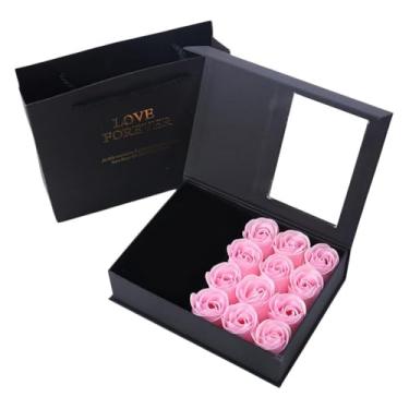 Imagem de Caixa de joias de flor de rosa, organizador de joias de dia dos namorados portátil, caixa de armazenamento de joias para festa de casamento do dia dos namorados, para mulheres, estojo de armazenamento