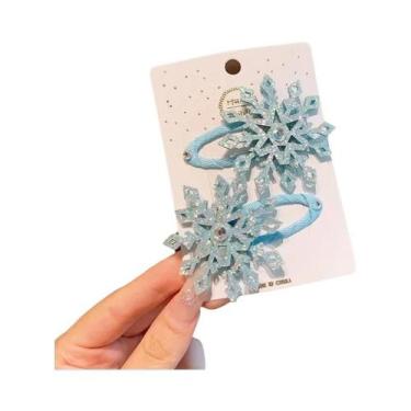 Imagem de Presilha De Cabelo Infantil Frozen Floco De Neve 2 Peças Princesa Elsa
