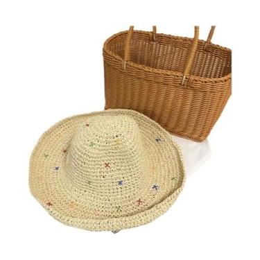 Imagem de Chapéu De Palha Feminino Colorido De Verão, Feito À Mão, Dobrável, Est
