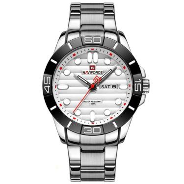 Imagem de Relógio De Pulso Masculino De Quartzo Design Casual Em Aço Inoxidável Impermeavel Branco