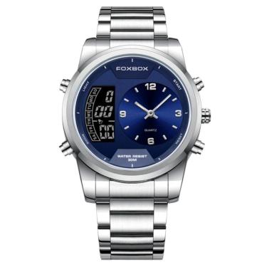 Imagem de Relógio Digital Masculino Casual Esportivo De Quartzo Em Aço Inoxidavel Impermeavel Azul