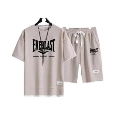 Imagem de Conjunto De Camiseta De Gola Redonda E Calções De Secagem Rápida Para 