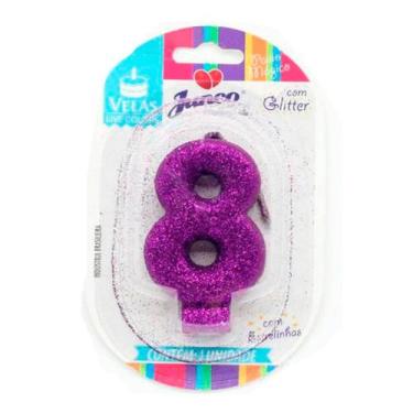 Imagem de Vela Aniversario Live Colors Com Gliter Ouro N8 Junco