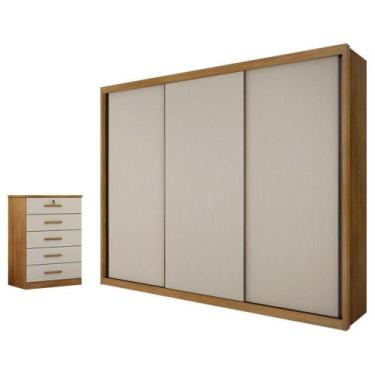 Imagem de Guarda Roupa Casal Palazzo E Gaveteiro Suiça Cumaru 25 Fendi - Horizon