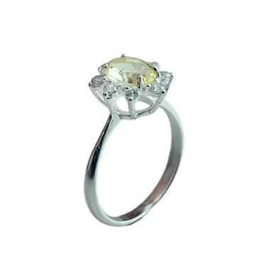 Imagem de Anel em Prata 925 Oval com Zircônia Amarela - Joia Elegante - Justino 