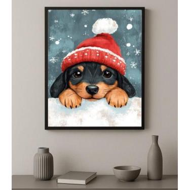 Imagem de Quadro Decorativo Cachorrinho De Natal 45X34Cm - Com Vidro - Quadros O