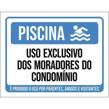 Imagem de Kit 10 Placas Piscina Proibido Parentes Visitantes 36X46 - Sinalizo