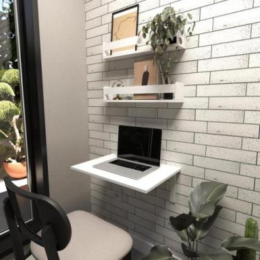 Imagem de Conjunto com 1 Escrivaninha Suspensa e 2 Prateleiras 60cm Branco - Bra