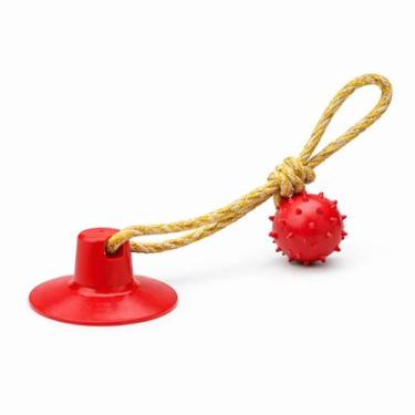 Imagem de Brinquedo Mordedor Para Cachorro Com Ventosa Vermelho Bola - Pet Toys
