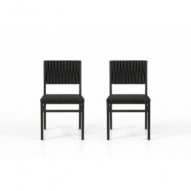 Imagem de Kit 2 Cadeiras Externa Corda Náutica Preto Pto Milon Solare