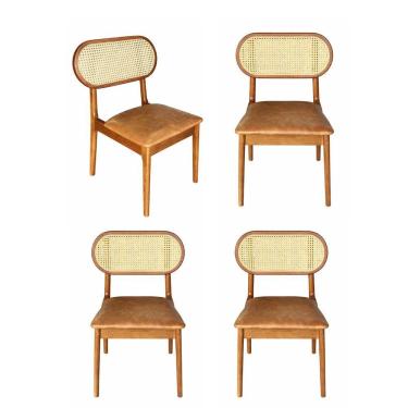 Imagem de Kit 4 Cadeiras Lima Madeira Maciça Estofadas Yescasa Pinhão