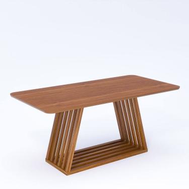 Imagem de Mesa de Jantar em Mdf e Vidro Temperado 180cm Pitaia Madeira/Cinamomo