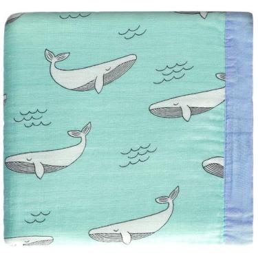 Imagem de Manta de Musselina para Bebê Farmer Mani Baleia Azul Bebê