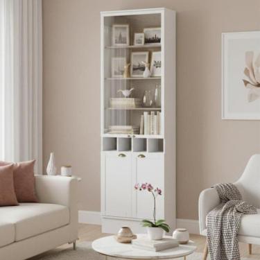 Imagem de Cristaleira Sala de Estar 2 Portas Vidro Milla Branco MDF Carraro