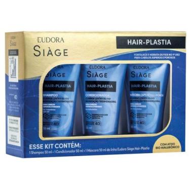 Imagem de Kit Shampoo Condicionador e Máscara Eudora Siàge Hair-Plastia 50ml