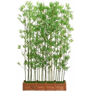 Imagem de Telas decorativas e divisórias de sala, cerca de privacidade de bambu artificial com base de madeira e folhas de poliéster, restaurante comercial, hotel, banco, escritório, pátio da igreja,