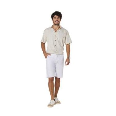 Imagem de Bermuda Sarja Pedal Casual Reta Masculina Max Denim 11525 Branco-Masculino
