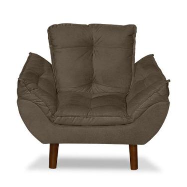 Imagem de Mini Poltrona Cadeira Infantil de Criança Suede Marrom Pés Palito - So