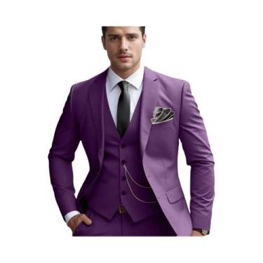Imagem de Conjunto Masculino Slim Fit De Blazer, Colete E Calça Para Casamento, 