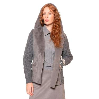 Imagem de Casaco Feminino Biamar Pele Fake Capuz Cinza-Feminino