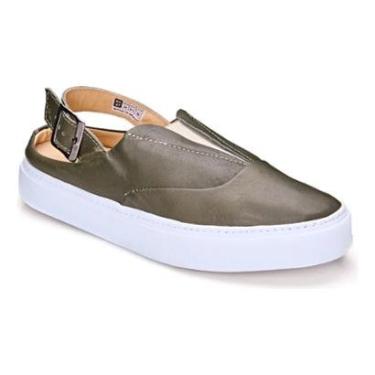 Imagem de Tênis Slip On  Couro  Conforto Dia a Dia-Feminino
