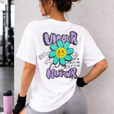 Imagem de Camiseta Oversized Feminina Estampada Fitness Academia Streetwear-Feminino