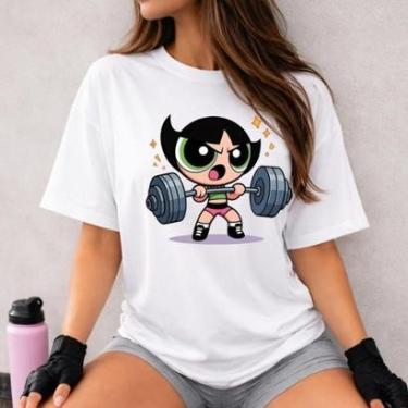 Imagem de Camiseta Treino Feminina Docinho Oversized Roupas de Academia Look de Treino Super Poderosas Meme-Feminino