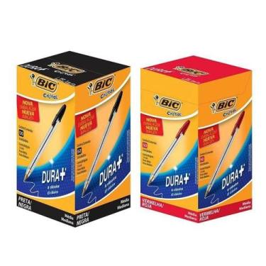 Imagem de Kit Caixa De Caneta Esferográfica Cristal 1.0mm 100 Unidades Preto E V