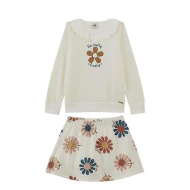 Imagem de CONJUNTO BLUSA SAIA-SHORTS FLORES OFF WHITE MARLAN-Feminino