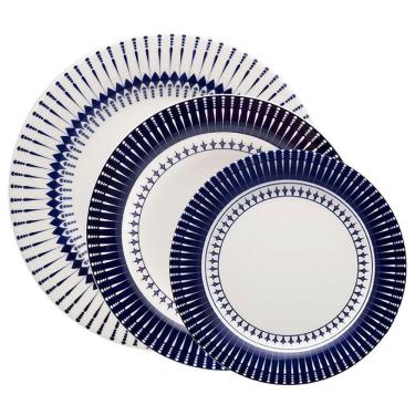 Imagem de Jogo Pratos Rasos Fundos E Sobremesa 24 Peças Biona Colb Oxford® Cerâmica