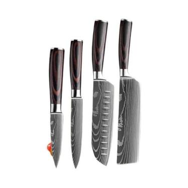 Imagem de Conjunto Profissional De Facas De Cozinha Damasco: Faca De Chef, Desos