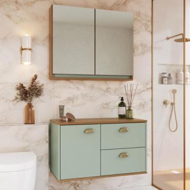 Imagem de Gabinete de Banheiro 100% MDF com Espelheira 2 Portas sem Cuba Lívia 8