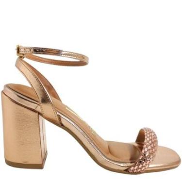 Imagem de Sandália Feminina Salto Alto Grosso Bico Quadrado com Strass Vizzano 6409.211-Feminino