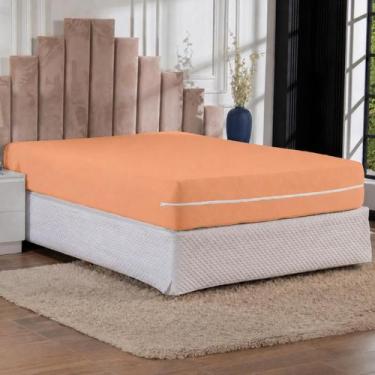 Imagem de Protetor Capa de Colchão Laranja Queen Malha Cama Box Premium - Nura