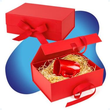 Imagem de Caixa De Presente Média Rígida 20x18x8cm C/ Laço Ímã Premium - Decore 