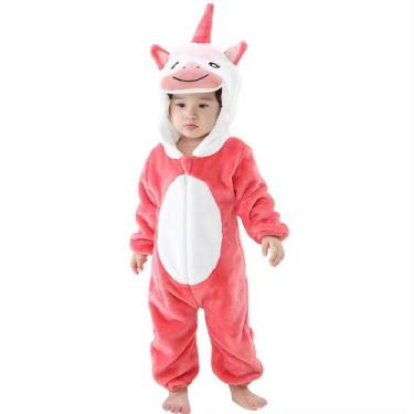 Imagem de Macacão Fantasia Infantil Inverno Frio Bebê Ursinho Unicórnio Gêmeos M